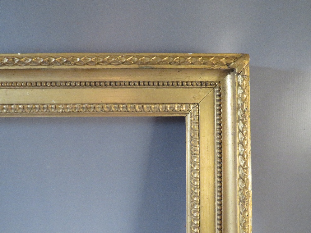 A 19TH CENTURY GOLD FRAME WITH ACANTHUS LEAF DESIGN TO OUTER EDGE, frame W 8 cm, frame rebate 80.5 x