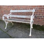 CAST IRON BENCH IN THE COALBROOKDALE STYLE, with ornate floral detail, W 118 cm, H 82 cm, D 60 cm