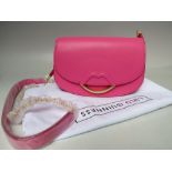 A NEW WITH TAGS LULU GUINNESS DESIGNER SMALL 'LSABELLA' CROSS BODY BAG IN PEONY, smooth leather with