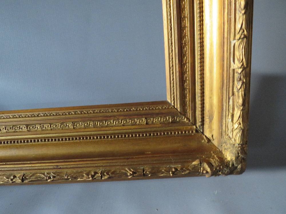 A 19TH CENTURY GOLD FRAME WITH ACANTHUS LEAF DESIGN TO OUTER EDGE, frame W 10 cm, frame rebate 85. - Image 3 of 6