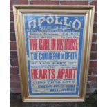 A EARLY 20TH CENTURY CINEMA VITAGRAPH POSTER FOR THE APOLLO PICTURE THEATRE STOKE NEWINGTON, printed