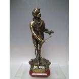 A FRENCH GILT METAL FIGURE 'PREMIERE LECON' PAR BARTHELEMY, H 30 cm