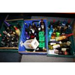 THREE TRAYS OF ASSORTED BEERS WINES SPIRITS AND LIQUEURS, to include Cointreau and Galliano etc, A/