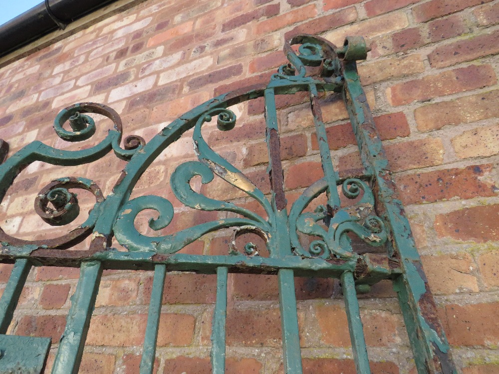 A PAIR OF 19TH CENTURY HAND FORGED WROUGHT IRON GATES, approx H 274 cm, approx W 158 cm hinge to - Image 7 of 10