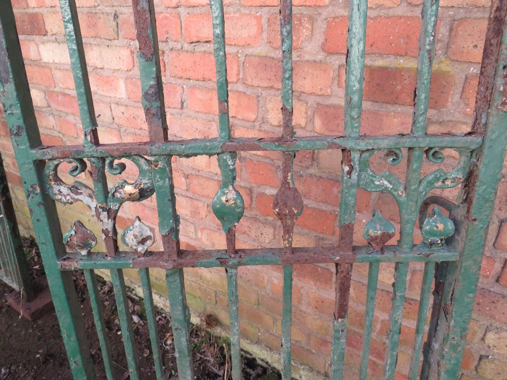 A PAIR OF 19TH CENTURY HAND FORGED WROUGHT IRON GATES, approx H 274 cm, approx W 158 cm hinge to - Image 6 of 10