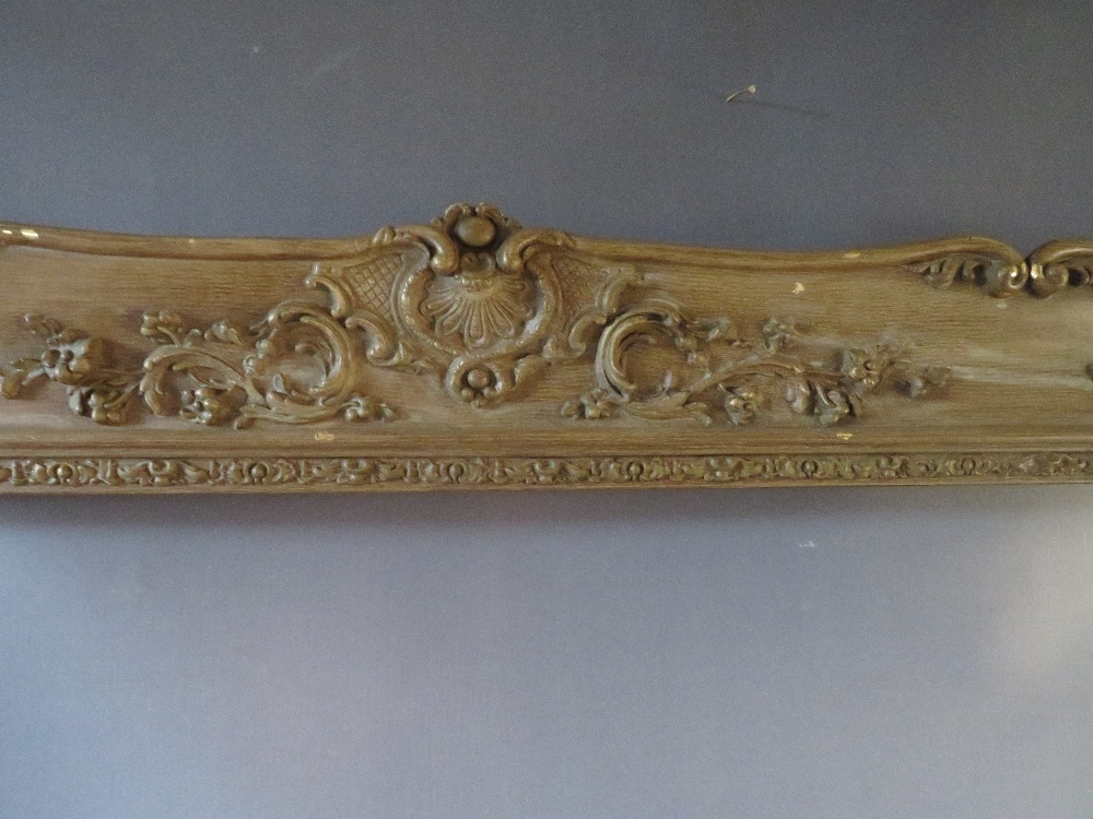 A 19TH CENTURY GOLD SWEPT FRAME, frame W 13 cm, rebate 105 x 76 cm - Image 3 of 7