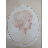 EARLY PRE-RAPHAELITE STYLE, oval head study of a young child, signed with monogram middle to lower