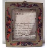 A 19TH CENTURY PORTRAIT MINIATURE BOULE WORK FRAME, frame W 2 cm, framed rebate 8.5 x 6.5 cm