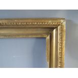 A 19TH CENTURY GOLD FRAME WITH EGG AND DART DESIGN TO OUTER EDGE, frame W 10 cm, frame rebate 102