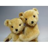 TWO VINTAGE DEANS GOLDEN MOHAIR TEDDY BEARS, both fully jointed, with glass eyes and stitched nose