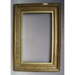 A 19TH CENTURY GOLD FRAME WITH ACANTHUS LEAF DESIGN TO OUTER EDGE, with gold slip, frame W 6.5 cm,