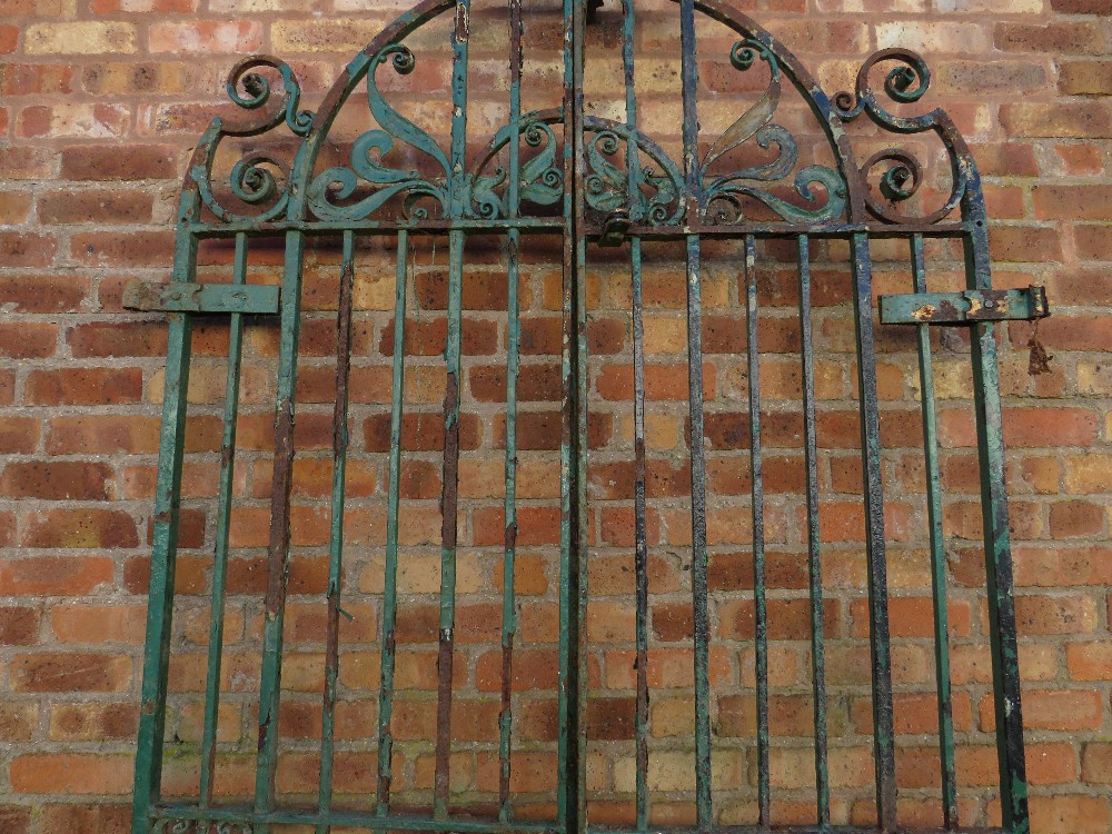 A PAIR OF 19TH CENTURY HAND FORGED WROUGHT IRON GATES, approx H 274 cm, approx W 158 cm hinge to - Image 3 of 10