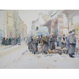 MURRAY McNEEL CAIRD URQUHART (1880-1972). Market scene with figures 'Market Place Douarmenez', see