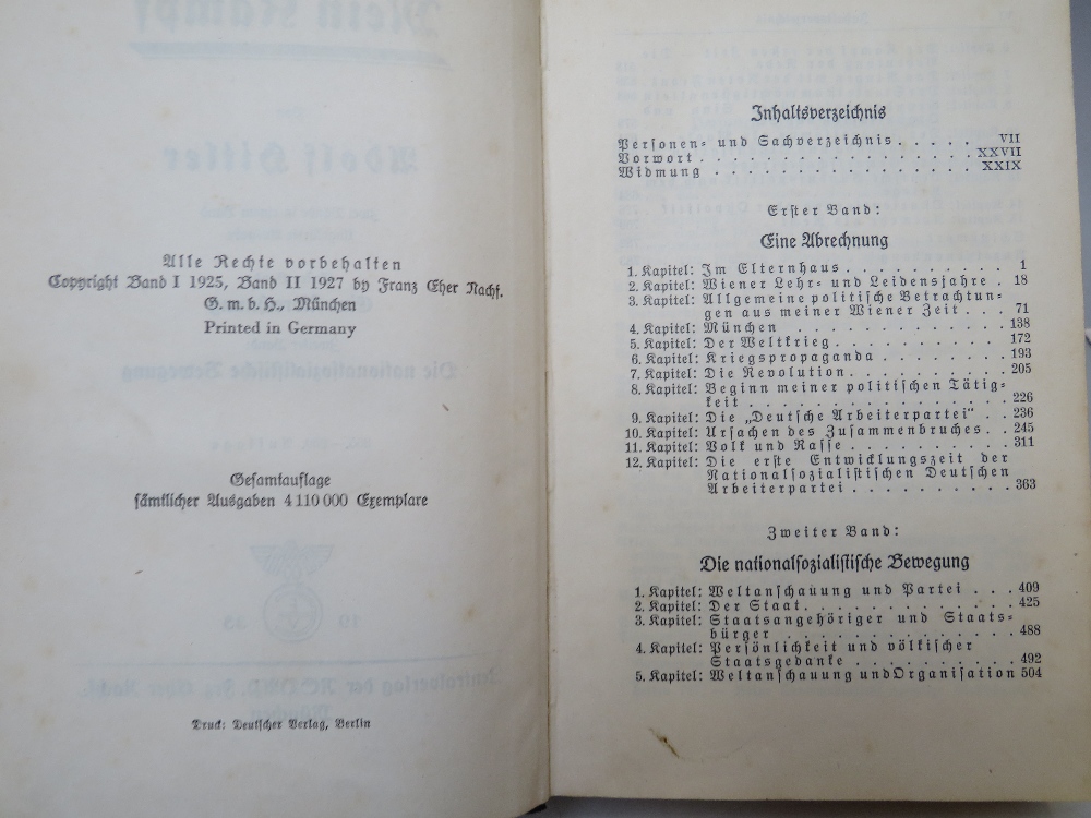 ADOLF HITLER "MEIN KAMPF" GERMAN EDITION DATED 1938, with later signature - Image 4 of 7