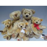 TWO STEIFF BLOND MOHAIR BEARS 661105 AND 000335, tallest H 25 cm, together with a Deans Rag Book