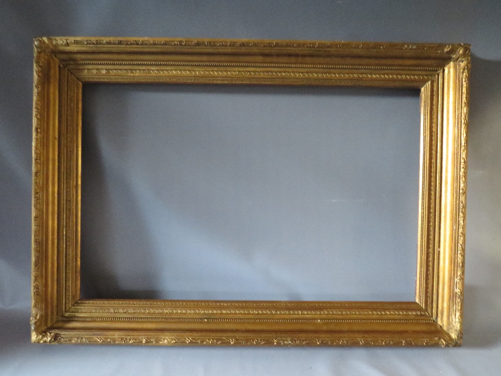 A 19TH CENTURY GOLD FRAME WITH ACANTHUS LEAF DESIGN TO OUTER EDGE, frame W 10 cm, frame rebate 85. - Image 2 of 6