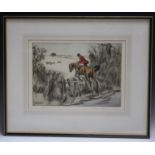 HENRY WILKINSON (XX) BRITISH SCHOOL. Hunting scene with rider taking a fence, signed in pencil lower