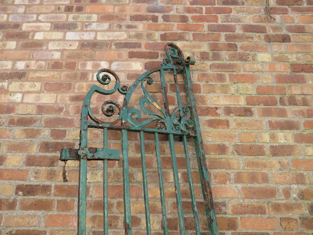 A PAIR OF 19TH CENTURY HAND FORGED WROUGHT IRON GATES, approx H 274 cm, approx W 158 cm hinge to - Image 5 of 10