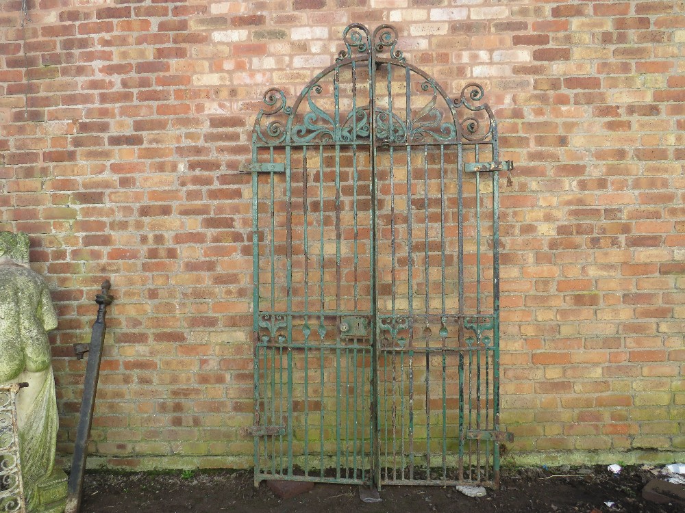 A PAIR OF 19TH CENTURY HAND FORGED WROUGHT IRON GATES, approx H 274 cm, approx W 158 cm hinge to - Image 4 of 10