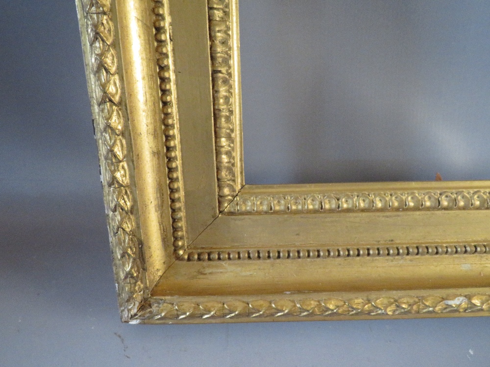 A 19TH CENTURY GOLD FRAME WITH ACANTHUS LEAF DESIGN TO OUTER EDGE, frame W 8 cm, frame rebate 80.5 x - Image 5 of 7