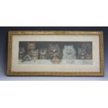 AFTER LOUIS WAIN (1860 - 1939). A vintage study of ten cats at a dining table saying grace, signed