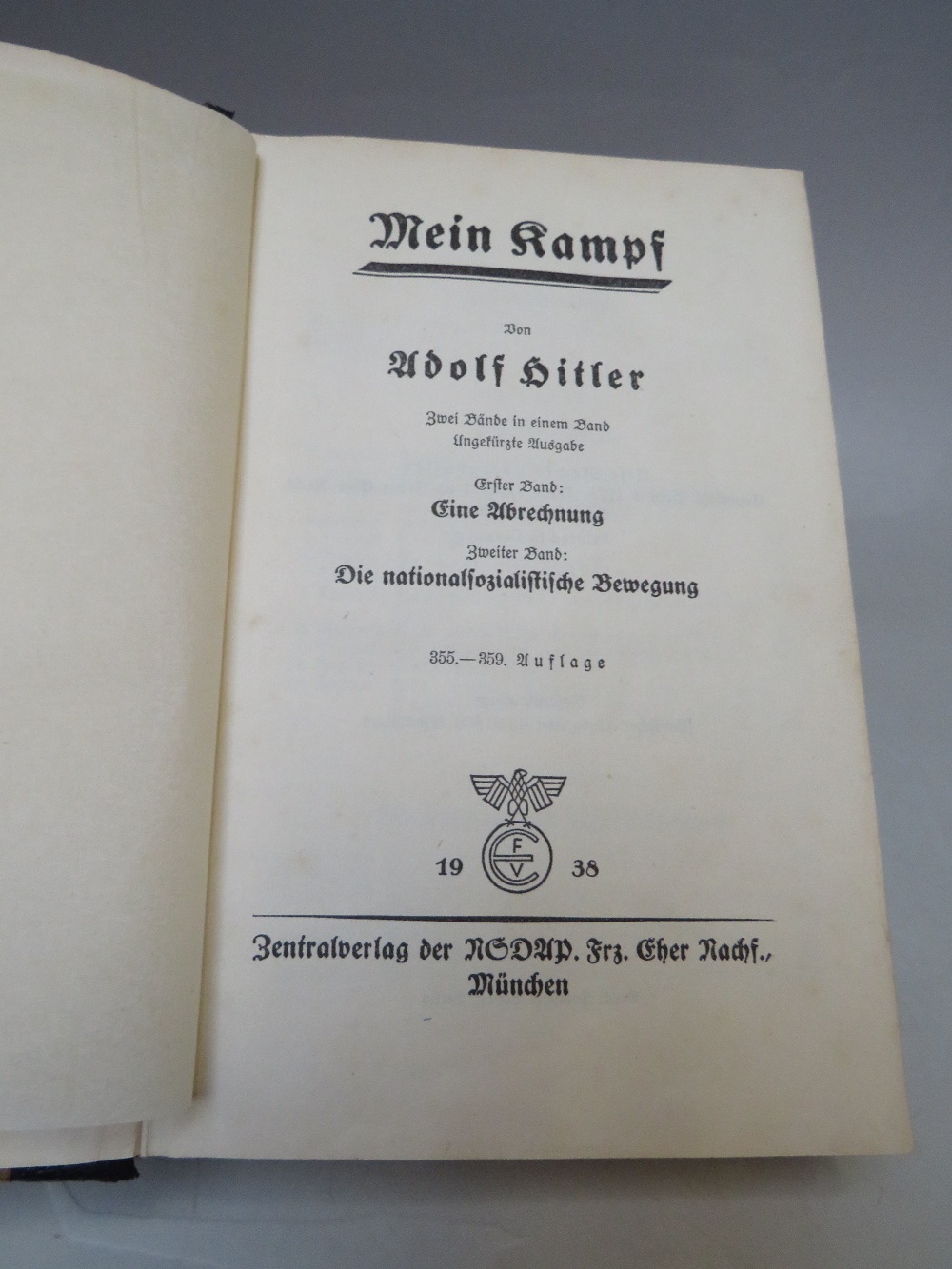 ADOLF HITLER "MEIN KAMPF" GERMAN EDITION DATED 1938, with later signature - Image 3 of 7