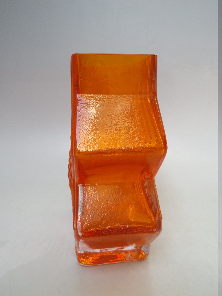 A WHITEFRIARS TANGERINE DOUBLE DIAMOND GLASS VASE, pattern 9759, designed by Geoffrey Baxter as part - Image 2 of 7