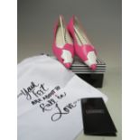 A NEW & BOXED PAIR OF LULU GUINNESS DESIGNER CAMEO GIRL SHOES IN PEONY SIZE 38, complete with dust