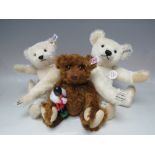 THREE STEIFF LIMITED EDITION TEDDY BEARS, comprising 406898 fully jointed white mohair 1922