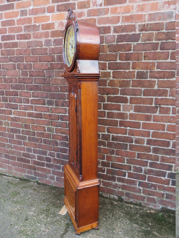 A 19TH CENTURY SCOTTISH MAHOGANY LONGCASE CLOCK BY JAMES WISEMAN OF HAMILTON, the painted and gilt - Image 7 of 13