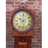 A 19TH CENTURY SCOTTISH MAHOGANY LONGCASE CLOCK BY JAMES WISEMAN OF HAMILTON, the painted and gilt