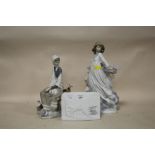 TWO LARGE LLADRO LADY FIGURES, ONE A/F, TOGETHER WITH A LLADRO MATT FINISH COLLECTORS SOCIETY