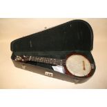 A CASED VINTAGE KEECH BANJOLELE BANJO