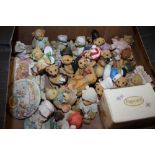 THREE SMALL TRAYS OF CHERISHED TEDDIES FIGURES ETC.