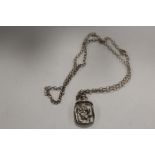 A STERLING SILVER ST CHRISTOPHER PENDANT ON CHAIN APPROX WEIGHT - 7.8G