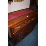 AN EDWARDIAN CARVED MAHOGANY SECRETAIRE CABINET H-106 W-122 CM