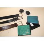 THREE GENTS LEATHER WALLETS TO INCLUDE A PAUL SMITH EXAMPLE TOGETHER WITH A HUGO BOSS BELT, TWO