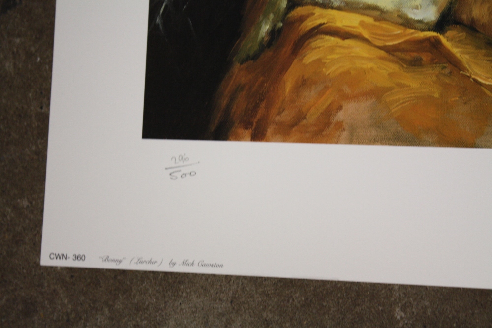 AN ORIGINAL SIGNED LIMITED EDITION MICK CAWSTON PRINT ENTITLED BONNIE 296/500 - UNFRAMED - Image 4 of 4