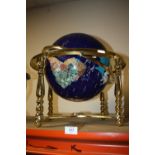 A LARGE MODERN GEMSTONE GLOBE, OVERALL H 41 CM