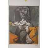 A FRAMED AND GLAZED LIMITED EDITION PICASSO ABSTRACT FIGURE STUDY PRINT 178/200 WITH BLIND STAMP