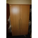 A MODERN TWO DOOR LIGHT WARDROBE H-184 W-100 CM