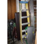 A SET OF PLASTIC STEP LADDERS PLUS A SMALLER EXAMPLE