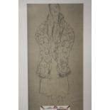 A FRAMED AND GLAZED LIMITED EDITION GUSTAV KLIMT SKETCH PRINT OF A LADY 56/200 WITH CERTIFICATE