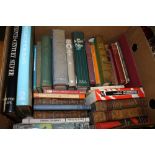 A TRAY OF VINTAGE BOOKS TO INCLUDE LEATHER BOUND EXAMPLES