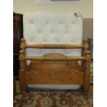 A QUALITY HEAVY PINE KINGSIZE BEDFRAME WITH ALOE VERA CLEAN MATTRESS