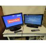 TWO SMALL FLATSCREEN TV'S WITH REMOTES