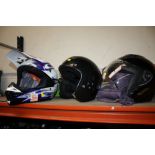 THREE CRASH HELMETS A/F