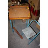 A RETRO CHILDRENS WRITING DESK AND FOLDABLE SEAT