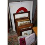 A LARGE QUANTITY OF PICTURES AND PRINTS TO INCLUDE NEEDLEWORK OF KING HENRY AND HIS WIVES, FRAMED