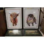 A PAIR OF FRAMED AND GLAZED WATERCOLOURS SIGNED E.L. CROSS 1900, TOGETHER WITH A PAIR OF SIGNED